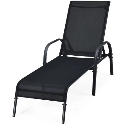 Tangkula Outdoor Chaise Lounge Chair Adjustable Reclining Bed With Backrest& Armrest 4 Tangkula Outdoor Chaise Lounge Chair Adjustable Reclining Bed With Backrest& Armrest - Image 2