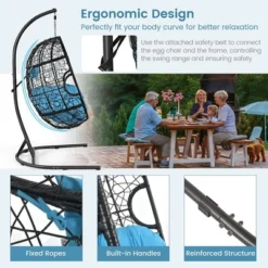 Tangkula Hanging Hammock Chair Egg Swing Chair W/ Blue Cushion Pillow Stand 13 Tangkula Hanging Hammock Chair Egg Swing Chair W/ Blue Cushion Pillow Stand -Beauty house GUEST 495eeed5 0ce0 44c4 8a77 d5ff1f529b03