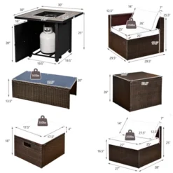 Tangkula 9 PCS Outdoor Patio Furniture Set W/ 30" Propane Fire Pit Table PE Wicker Space-Saving Sectional Sofa W/ Storage Box And Cushions Black/Gray/Navy/Red/Turquoise/Off White 23 Tangkula 9 PCS Outdoor Patio Furniture Set W/ 30" Propane Fire Pit Table PE Wicker Space-Saving Sectional Sofa W/ Storage Box And Cushions Black/Gray/Navy/Red/Turquoise/Off White -Beauty house GUEST 49c7fdaf 22cb 464d 8923 77ad260a48f2