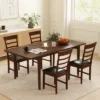 Tangkula Wooden Dining Chair Set Of 4 Pu Leather Upholstered Kitchen Chairs W/ Padded Seat