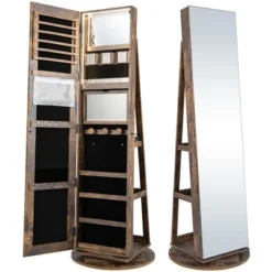 Tangkula Rotating Mirrored Jewelry Cabinet With Mirror Storage Shelves -Beauty house GUEST 4a05ec12 ebc6 4b38 8e0c b8e25734a1e8