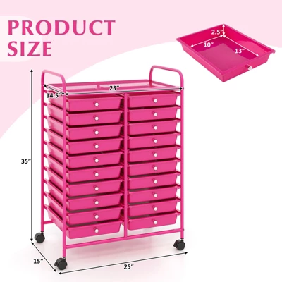 Tangkula 20-Drawer Rolling Storage Cart - Mobile W/Drawers For School Classroom Teacher Office Home Salon Paper File Art Supply Craft Organizer 10 Tangkula 20-Drawer Rolling Storage Cart - Mobile W/Drawers For School Classroom Teacher Office Home Salon Paper File Art Supply Craft Organizer - Image 8