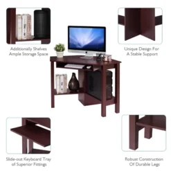Tangkula Wooden Corner Computer Desk With Drawer Office Study Table Black/Walnut/White -Beauty house GUEST 4b1c050c c8b4 4252 8a51 a3921a4f7a5a