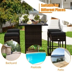 Tangkula 5PCS Patio Rattan Bar Table Stool Set Hidden Storage Shelf Cushion Red Patio Black -Beauty house GUEST 4b8509ac 4d2e 42b6 a26b 2ff03999f980