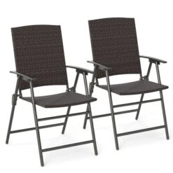 Tangkula Outdoor Folding Chairs Set Of 2 W/ Armrests & Metal Frame Portable Lawn Chairs -Beauty house GUEST 4bfafe54 41fb 481b 86f3 5104a0ce7091