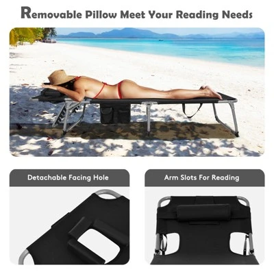 Tangkula Beach Lounge Chair Reclining Chair With 5 Adjustable Positions Detachable Pillow &Hand Ropes Blue/Black/Gray/Turquoise/Beige/Pink 7 Tangkula Beach Lounge Chair Reclining Chair With 5 Adjustable Positions Detachable Pillow &Hand Ropes Blue/Black/Gray/Turquoise/Beige/Pink - Image 5