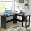 Tangkula L-Shaped Office Computer Desk W/ Spacious Desktop & 2-Tier Open Shelves Black -Beauty house GUEST 4c5478e7 2a7c 42d2 adaa d513a8fa7e72