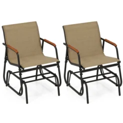 Tangkula Patio Glider Chair Set Of 2 W/ Curved Teak Armrests & Breathable Fabric Seat -Beauty house GUEST 4cfaa193 c503 472d bcd1 5c6ba5edaf4f