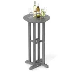 Tangkula 21.5" Round Bar Table Patio HDPE Bar Height Dining Table W/ Slatted Tabletop -Beauty house GUEST 4d13de16 8fb6 40b8 9156 6118be835654