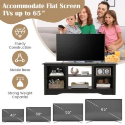 Tangkula 58" TV Stand Entertainment Center W/ 3-Adjustable Shelves For 65" TV Black -Beauty house GUEST 4d39918c 51f4 40a0 823b 7142243c041f