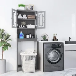 Tangkula Grey Bathroom Over The Toilet Space Saver Storage Cabinet Organizer Shelf -Beauty house GUEST 4db48a81 44e4 4f46 bf15 53be5c035f0d