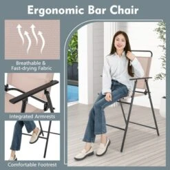 Tangkula 3PCS Bistro Set Folding Chairs Round Bar Table W/ 1.6" Umbrella Hole Yard Patio -Beauty house GUEST 4dccf38d e811 4803 9cf9 2e34b918d5aa