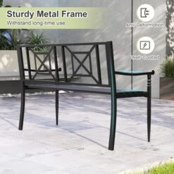 Tangkula Patio Metal Sofa Garden Bench Heavy-duty Park Loveseat Chair Seat -Beauty house GUEST 4e1e5c32 b161 4333 b436 a3e673d1cfd8