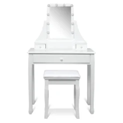 Tangkula Make-Up Vanity Table Dresser Set W/LED Light & Padded Stool -Beauty house GUEST 4e1e7f15 03ed 4f74 95f1 92b83b6326c7