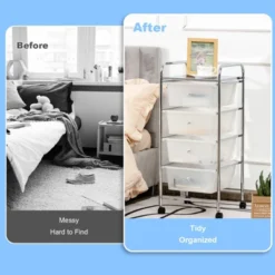 Tangkula 4 Drawer Cart Storage Container Bins With Wheels For Home&School&Office -Beauty house GUEST 4ea99b84 1b5a 4d5a b2c2 741561a698a7