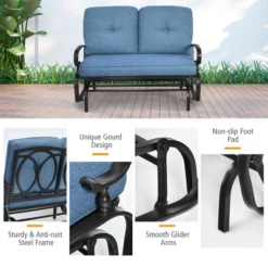 Tangkula 2-Person Outdoor Bench Patio Swing Glider Chair With Cushions Rocking Chair Cushioned Sofa -Beauty house GUEST 4f052ec6 e8d0 48df 89da 73746995ed20