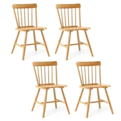 Tangkula Dining Chairs Set Of 4 Farmhouse Kitchen Chair W/ Rubber Wood Frame Wide Seat -Beauty house GUEST 4f709fbc bd29 4fad 8b71 08f12996e9d3