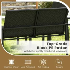 Tangkula 4 PCS Patio Furniture Set Heavy Duty Galvanized Metal Frame Wicker Table Black -Beauty house GUEST 4f7b39b1 2b04 47e1 92dd 71e90e45eb13