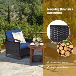 Tangkula 3PCS Patio Wicker Rattan Conversation Set Outdoor Furniture Set W/ Cushion -Beauty house GUEST 4f92fc36 5bef 4125 a1a0 03f1d0cb7cda
