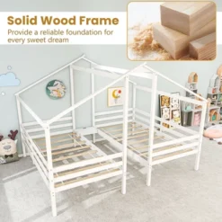 Tangkula Double Twin Size Bed Frames For Kids With Built-in Table & USB Port Guardrails -Beauty house GUEST 4f99ea54 5ad6 4006 b622 35b419fddd86