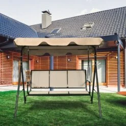 Tangkula Brown Outdoor Swing Canopy Patio Swing Chair 3 Person Canopy Hammock -Beauty house GUEST 4fd9ca20 cbf8 4e2e aa9c 1f4d02fdef25