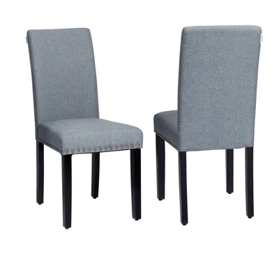 Tangkula 2-Piece Upholstered Linen Fabric Dining Chairs With High Backrest & Padded Seat 10 Tangkula 2-Piece Upholstered Linen Fabric Dining Chairs With High Backrest & Padded Seat - Image 8