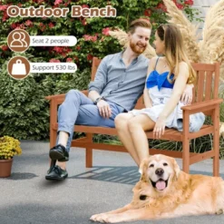 Tangkula 2-Person Patio Loveseat Garden Bench W/Slatted Backrest & Comfortable Armrests -Beauty house GUEST 5039b4e6 21e0 4374 9671 a175c407741d