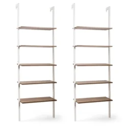 Tangkula 2PCS 5-Tier Ladder Shelf Wood Wall Mounted Display Bookshelf Metal Frame -Beauty house GUEST 505a0fa2 1416 4eb7 a4eb 6d7c4d31af92