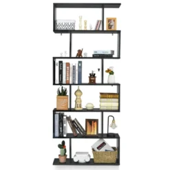 Tangkula 6-Tier S-Shaped Wooden Bookshelf Storage Bookcase Multifunctional Display Stand Shelf -Beauty house GUEST 50702067 f922 48e9 a530 bb65745bc05d