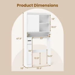 Tangkula Over The Toilet Cabinet Space-saving Bathroom Storage Organizer W/ Sliding Door -Beauty house GUEST 507d83ea b70e 4206 b0d9 a9c46fc56e20