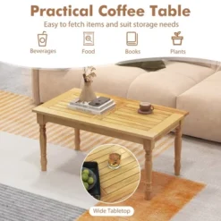 Tangkula Patio Coffee Table W/ Solid Teak Wood Structure Slatted Tabletop For Backyard -Beauty house GUEST 508adb19 86a2 49fb a9e7 2ab3a0eac7da