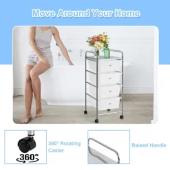 Tangkula 4 Drawer Cart Storage Container Bins With Wheels For Home&School&Office -Beauty house GUEST 5175d32e 7f3e 45fe 8ff8 f72b2fc20be3