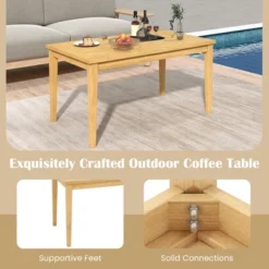 Tangkula 35.5"x20" Outdoor Teak Wood Coffee Table W/ Slatted Tabletop Patio Furniture -Beauty house GUEST 5226c1d8 ce2c 40b9 b3a8 467148371079