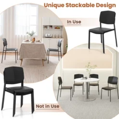 Tangkula Dining Chair Set Of 2 W/Ergonomic Backrest & Wide Seat Stackable Kitchen Chairs -Beauty house GUEST 52bbf39e e597 46f7 bf79 498f5ec296d8