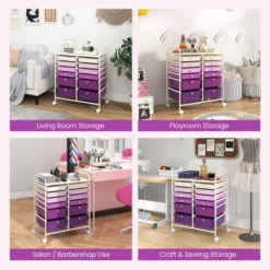 Tangkula 12 Drawers Rolling Storage Cart Classroom Organizers With Wheels For Tools Scrapbook Craft Paper Purple -Beauty house GUEST 53166e8c c1d1 41f4 878b 2cd483ed79b8