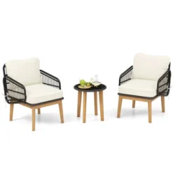Tangkula 3 Piece Patio Chair Set Wicker Chair & Side Table Set W/ Soft Cushions & Tempered Glass Tabletop 19 Tangkula 3 Piece Patio Chair Set Wicker Chair & Side Table Set W/ Soft Cushions & Tempered Glass Tabletop -Beauty house GUEST 535e7146 6297 41de 8ea4 3f4b42b610ba