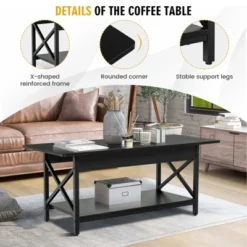 Tangkula Coffee Table Industrial 2-Tier W/ Storage Shelf &Storage Shelf For Living Room -Beauty house GUEST 539c4f3e 1591 4201 a9c2 029155051c4f