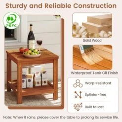 Tangkula 2-Tier Adirondack Side Table W/ Slatted Tabletop Storage Shelf For Garden -Beauty house GUEST 53d42226 2edd 4b4b 9913 047136b29574