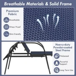 Tangkula Outdoor Lounge Chair Patio Chaise Lounge With Adjustable Backrest Reclining Pool Lounge Chair For Outside With Heavy Duty Steel Frame Navy -Beauty house GUEST 53d885cb 3903 4989 8a93 691fdb89b9df