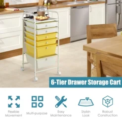 Tangkula 6 Drawer Scrapbook Paper Organizer Rolling Storage Cart For Office School Yellow -Beauty house GUEST 53e5cbef 6886 4226 9059 3b775aed9096