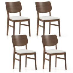 Tangkula Dining Chairs Set Of 4 W/ Rubber Wood Frame Padded Seat Curved Back Living Room -Beauty house GUEST 54241b6c 9acb 40d3 8c4b ecb68b5be8fd