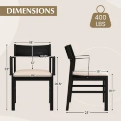 Tangkula Dining Chair W/ Arms Set Of 4 Modern Kitchen Chairs W/ Contoured Backrest Black & Beige -Beauty house GUEST 543cd6dd 9170 455a abd3 b408f9e6cac3