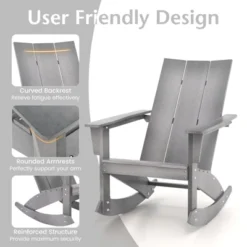 Tangkula Set Of 2 Adirondack Rocking Chair All Weather HDPE Rocker Grey Patio -Beauty house GUEST 552af282 81c4 477a 9287 0d442d3a6d24