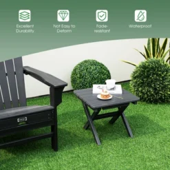 Tangkula 2 Pieces Folding Adirondack Side Table Poolside Garden Patio Black -Beauty house GUEST 556c96b5 58a7 4fac 8e9e 7972d59a0e9b