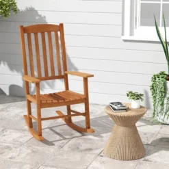 Tangkula 2 Pieces Patio Rocking Chair W/ 400 Lbs Weight Capacity Eucalyptus Wood Porch Rocker -Beauty house GUEST 5572184f 5e8e 4605 b56b 022179658fbc