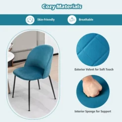 Tangkula Dining Chair Set Of 2 Upholstered Velvet Chair Set W/ Metal Base For Living Room -Beauty house GUEST 55762870 fa16 4410 9087 212c89351af7