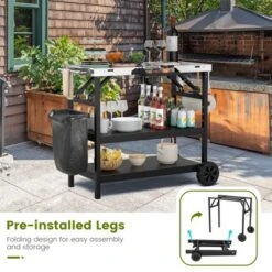 Tangkula Outdoor Food Prep Cart Table 3-tier Mobile Serving Trolley With Adjustable Shelf Phone Stand Spice Rack Towel Rack Garage Rack -Beauty house GUEST 5654dcd7 9432 445e b8e9 a073fc4c24cb