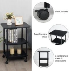 Tangkula 3-Tier Adjustable Rolling Under Desk Printer Cart With 3 Storage Shelves Printer Stand For Home Office -Beauty house GUEST 5663169e 195d 453b bb1c 67016cb078ae