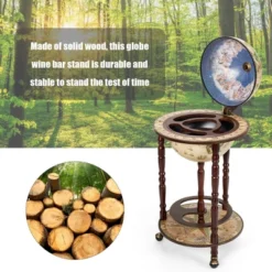 Tangkula 17" Wood Globe Bar Stand 16th Century Italian Rack Drinks Bottle Shelf Cart -Beauty house GUEST 5667d650 20de 4d29 a13f b3b60137cc5a