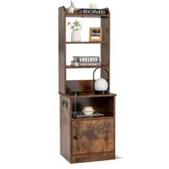 Tangkula Nightstand Bedside End Side Table Bookshelf W/ Charging Station -Beauty house GUEST 566b8e75 4d93 41e7 a22b af02db6619f2